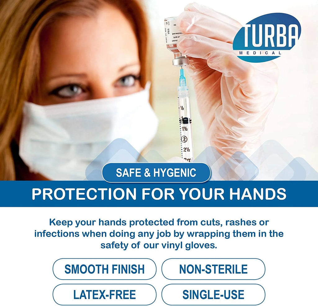 Disposable Vinyl Gloves, 100 Size Large Non Sterile, Powder Free, Latex Free Examination Gloves M731