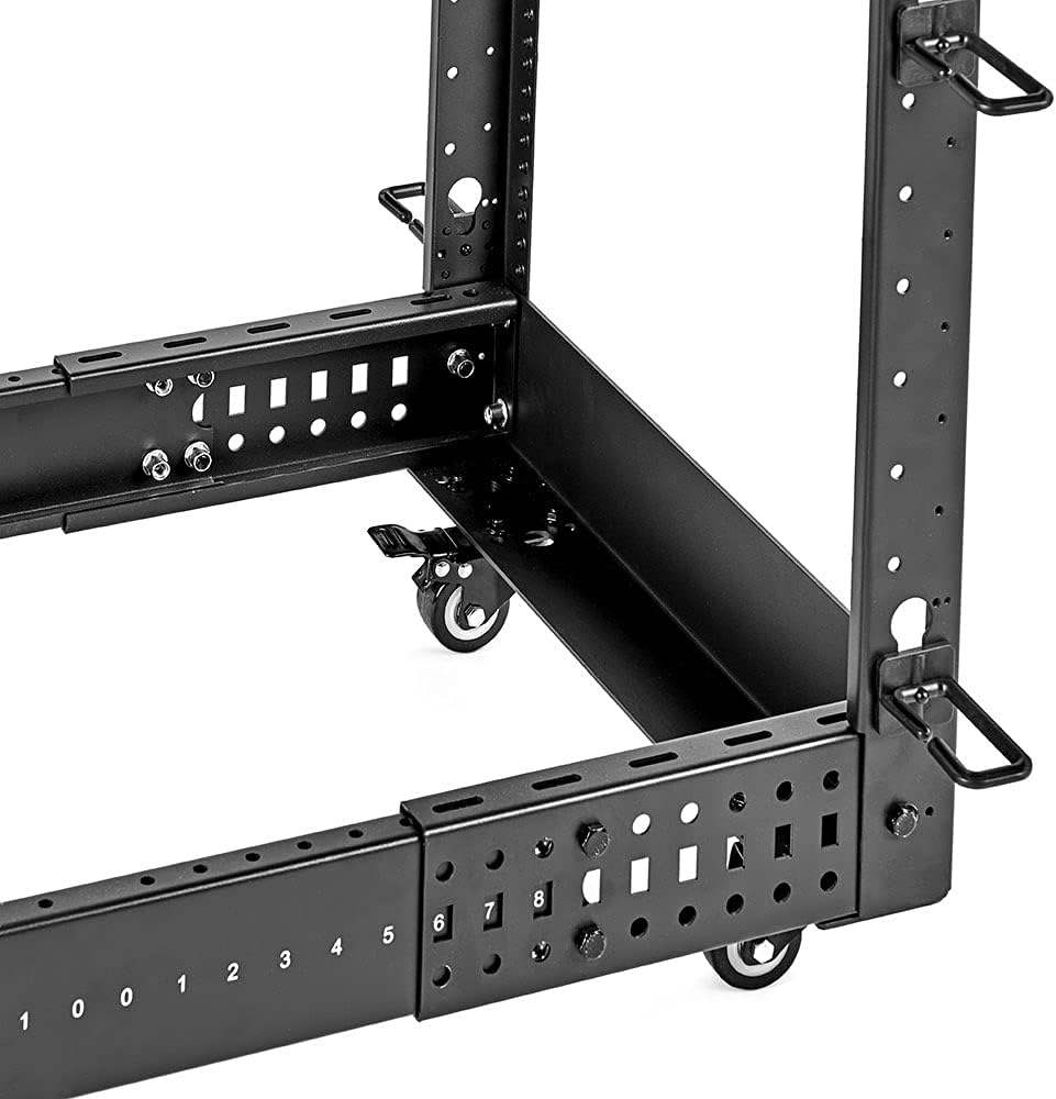 12U 4-Post Open Frame Server Rack, 19-Inch Adjustable Depth, Black T166
