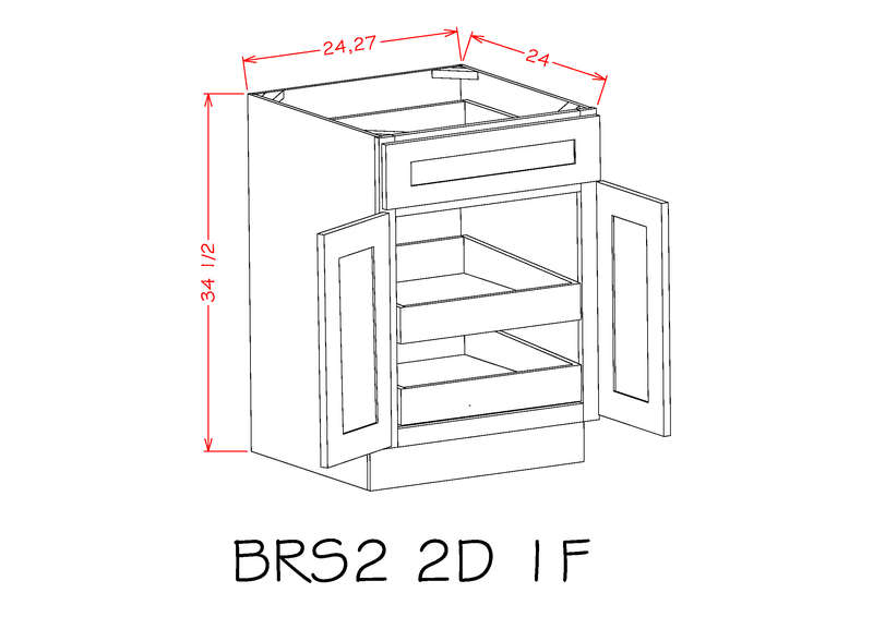 Grey 2 Doors 1 Drawer 1 Shelf 2 Rollout Shelves Base Cabinet X914