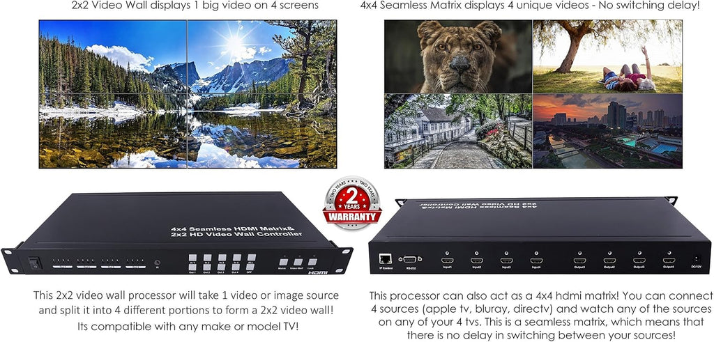 2x2 Video Wall 4x4 HDMI Matrix Switcher Processor 1080P O4262