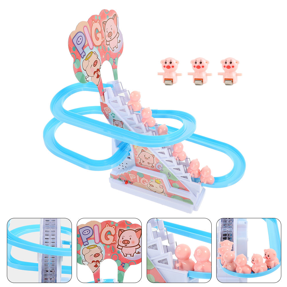 Electric Piggy Climbing Stairs Tracks Slide Toy J33173