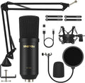 USB Condenser Microphone Kit with Boom Arm, Black, Pack of 2 Q35203