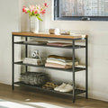 Rustic Oak Metal Console Cart F19765