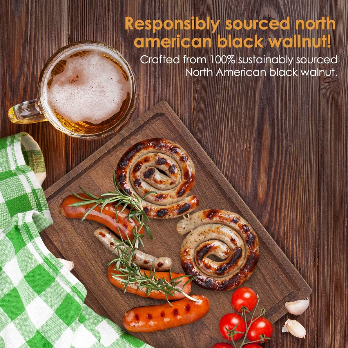Walnut Wood Cutting Board with Juice Groove, Pack of 2 A944933