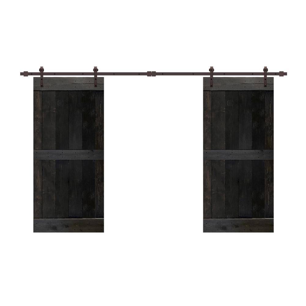 Charcoal Black Double Barn Door with Hardware Kit Z502085
