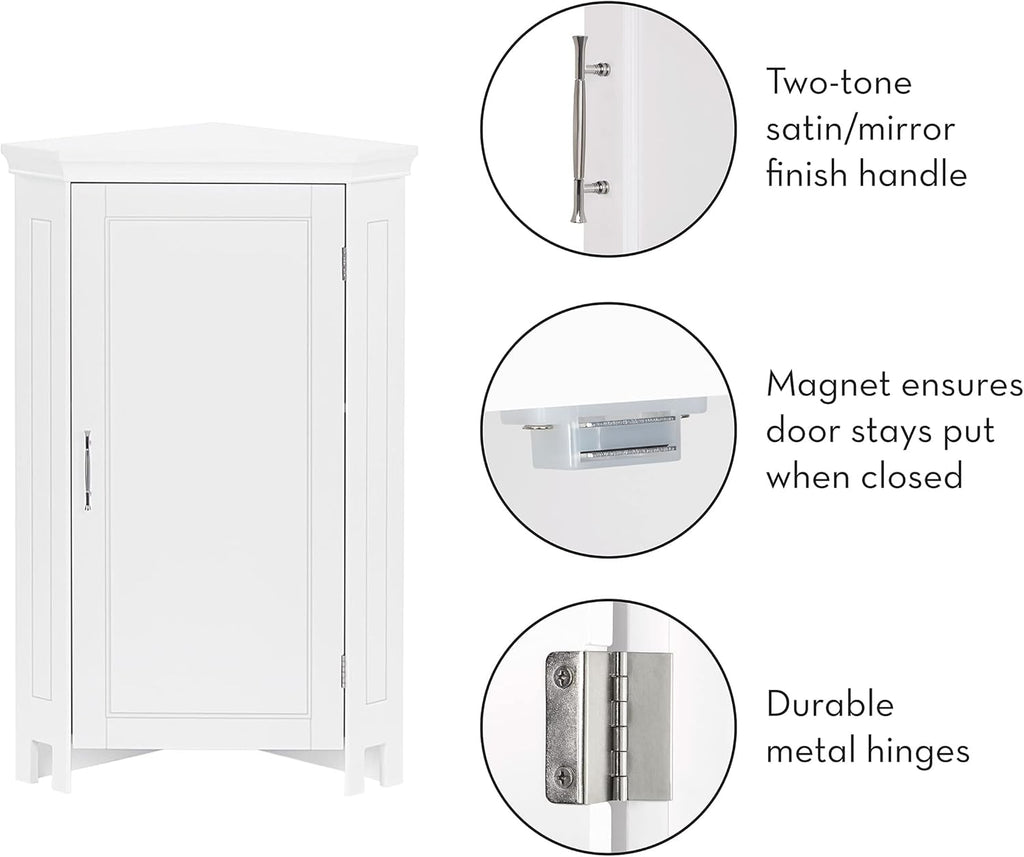White Single Door Corner Floor Cabinet E18522