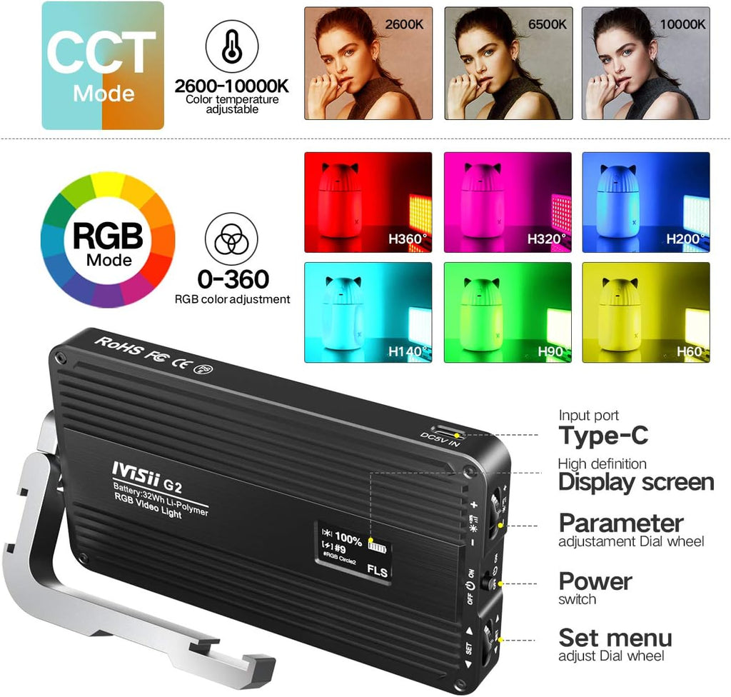RGB Portable On Camera Light with 4300mAh Lithium Battery O10856