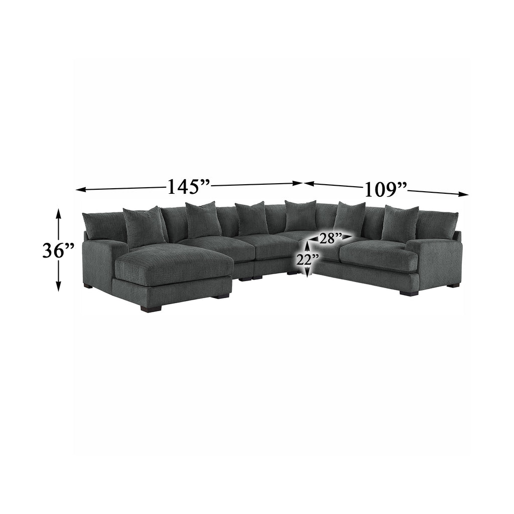 Dark Gray Chenille 5-Piece Modular Sectional Sofa with Left Chaise S564013