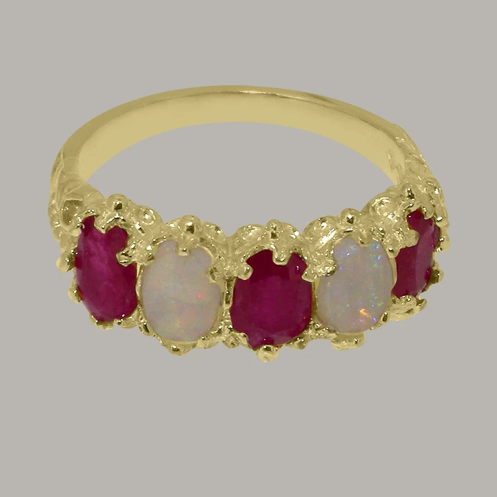 18k Yellow Gold Natural Ruby & Opal Eternity Ring K870