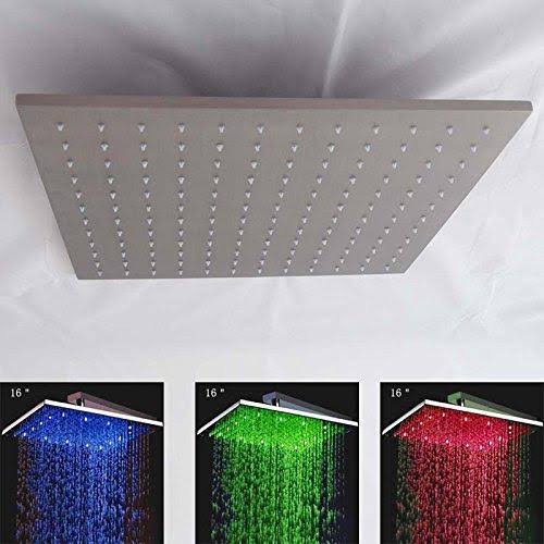 Gold 16 inch Rainfall LED Shower Head with Brass Handheld Shower U877
