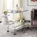Clear Silver Glass Bar Cart V41870