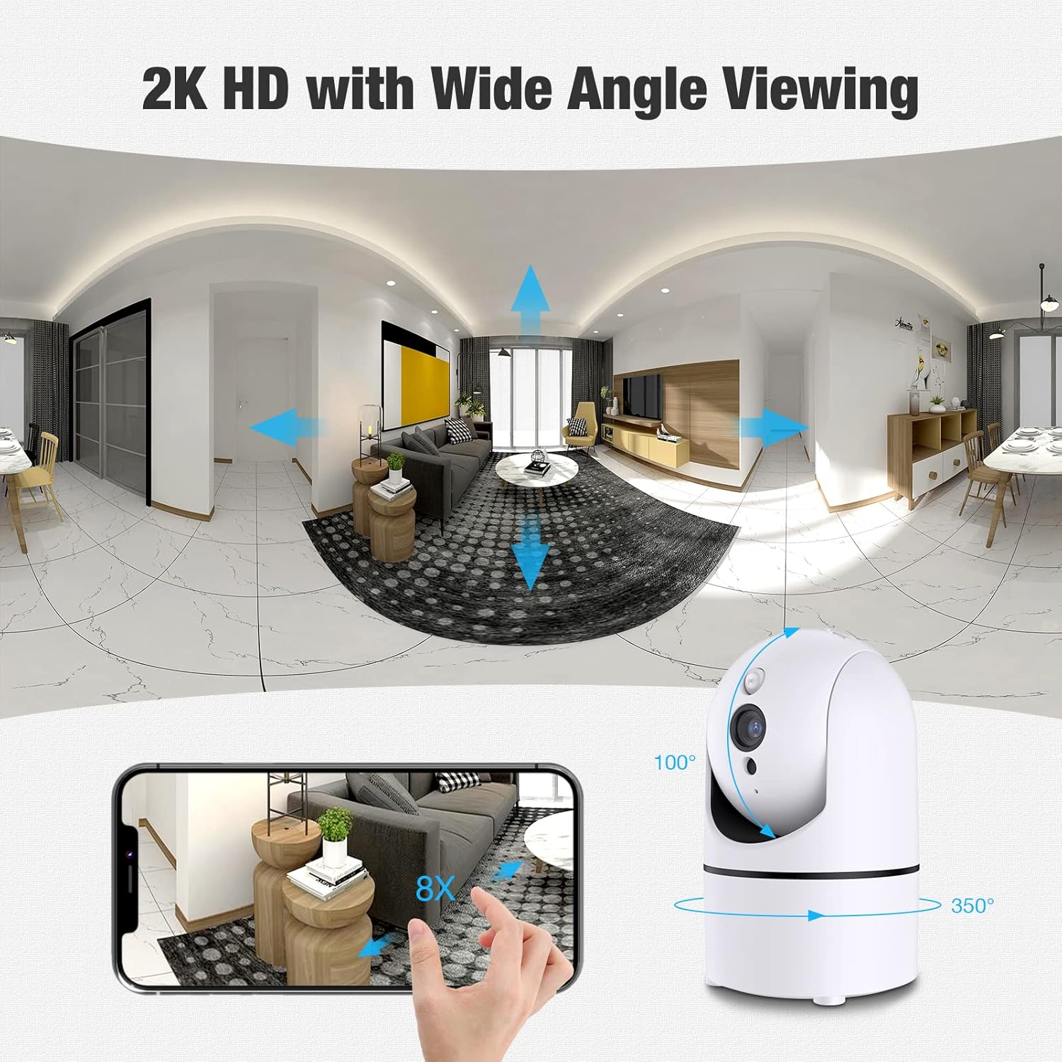 2K WiFi Security Camera with 2-Way Audio, Night Vision, Pack of 2 J9145