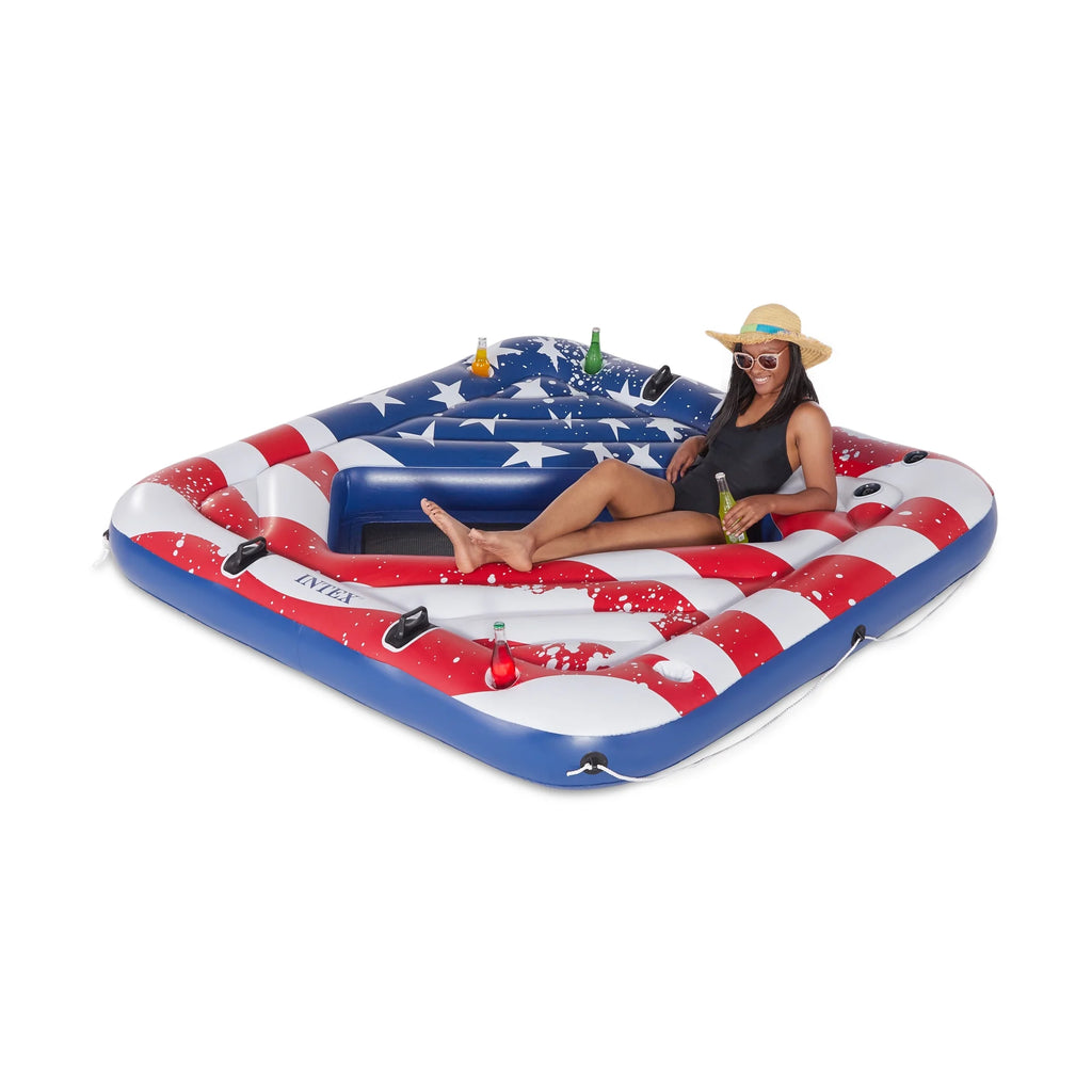 American Flag 2 Person Pool Tube with Cooler M550