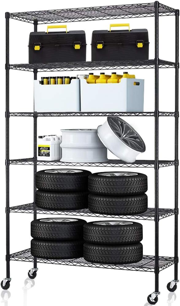 6 Tier Heavy Duty NSF Metal Shelving with Wheels F2880