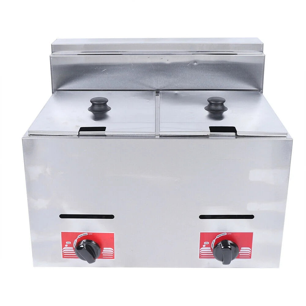 12.7QT Stainless Steel Deep Fryer with Frying Baskets and Lid J3460