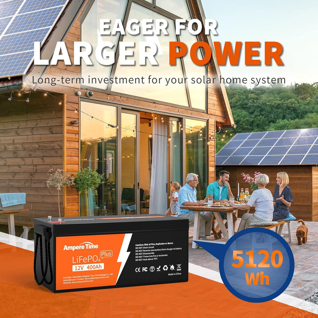 12V 400Ah LiFePO4 Battery with 250A BMS and 14.6V 40A Charger J7218