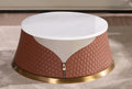 Sand Beige-Cognac Leather Coffee Table Set 2P P708