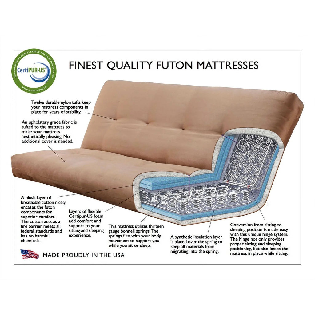 Rustic Walnut Futon with Linen Stone Gray Mattress R762010