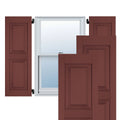 Cottage Red Raised Panel Shutters Pair N3566