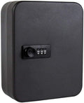 28 Key Lock Box Steel with Combination Lock, Wall Mounted Black Key Cabinet, Pack of 2 O480445