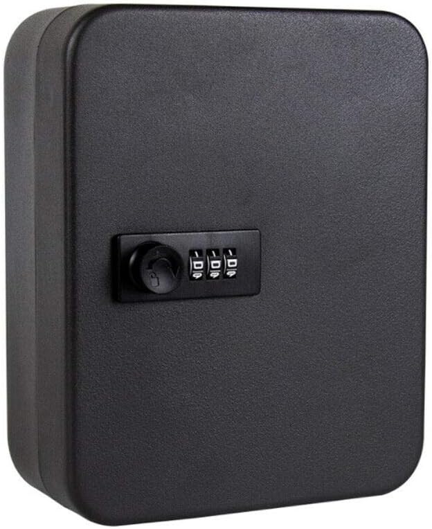 28 Key Lock Box Steel with Combination Lock, Wall Mounted Black Key Cabinet, Pack of 2 O480445