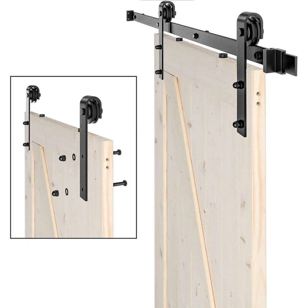 Unfinished Solid Spruce Wood Sliding Barn Door with Hardware Kit Q365124