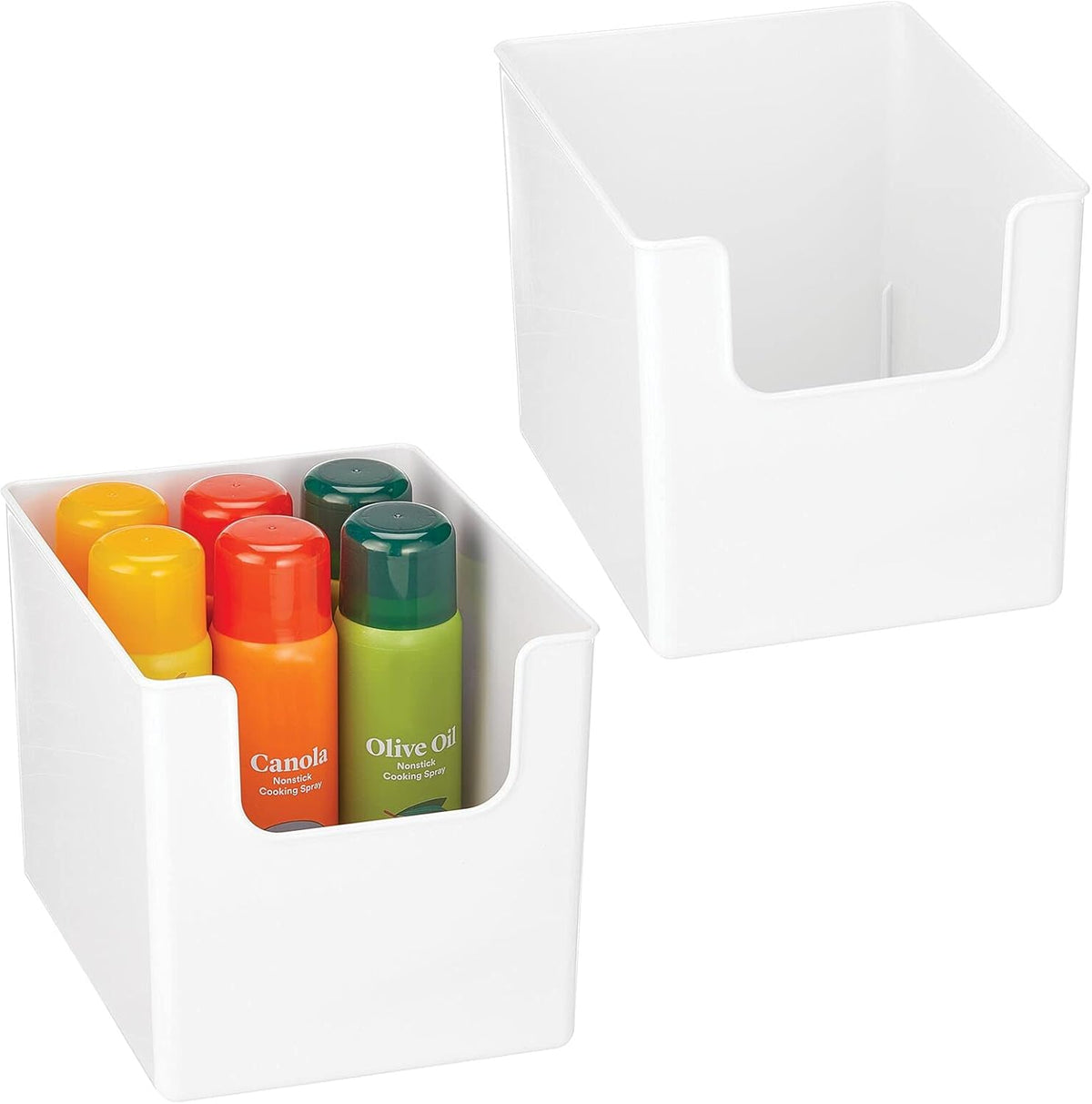 White Plastic Open Front Storage Organizer Bin Basket, 2 Pack J427833