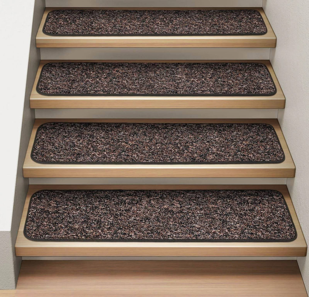 Set of 12 Attachable Indoor Carpet Stair Treads - Pebble Gray - 8 in. x 27 in. C49254