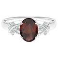 Oval Red Garnet Solitaire Ring 925 Sterling Silver O926