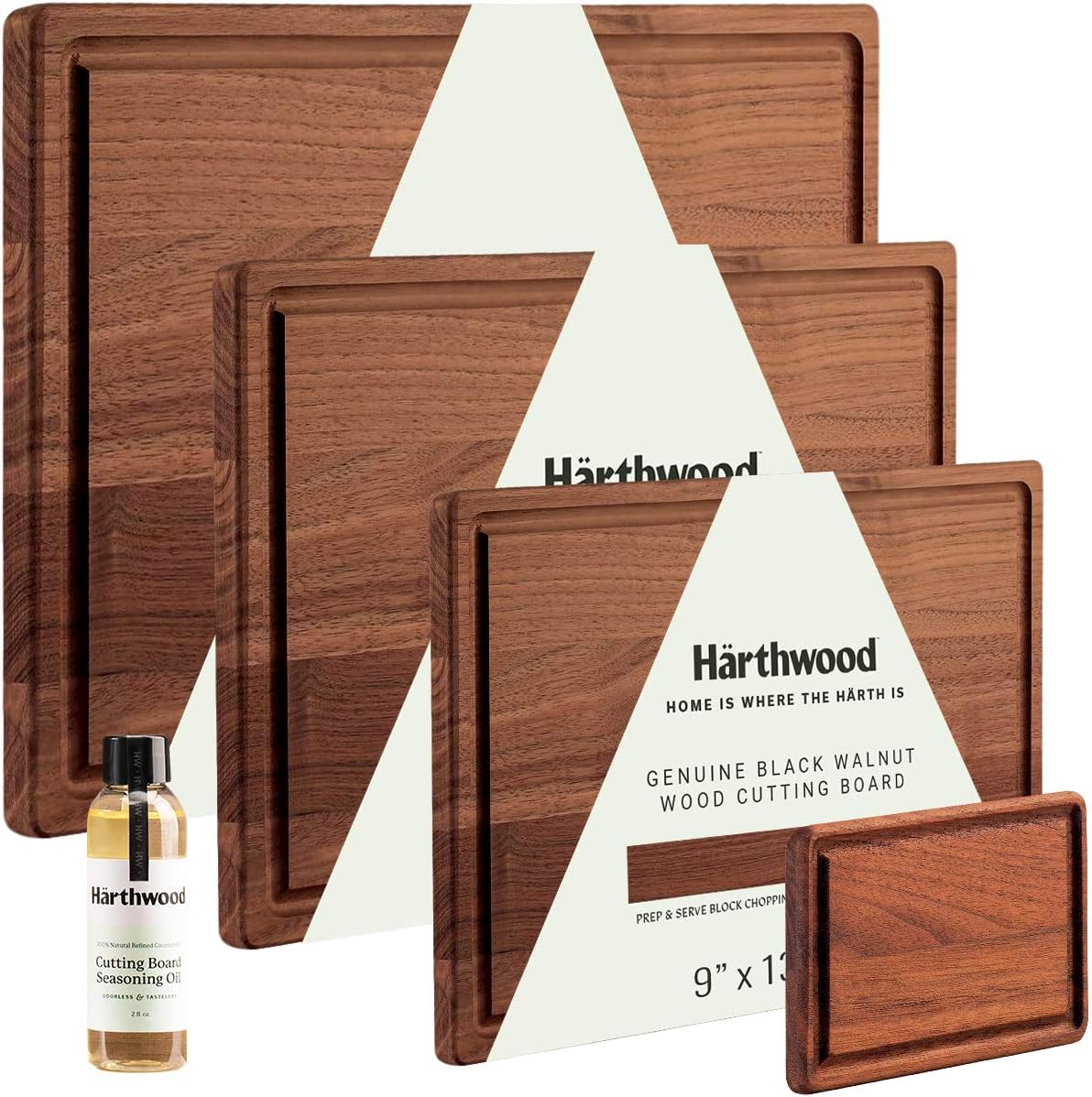 Walnut Wood Cutting Board with Juice Groove, Pack of 2 A944933
