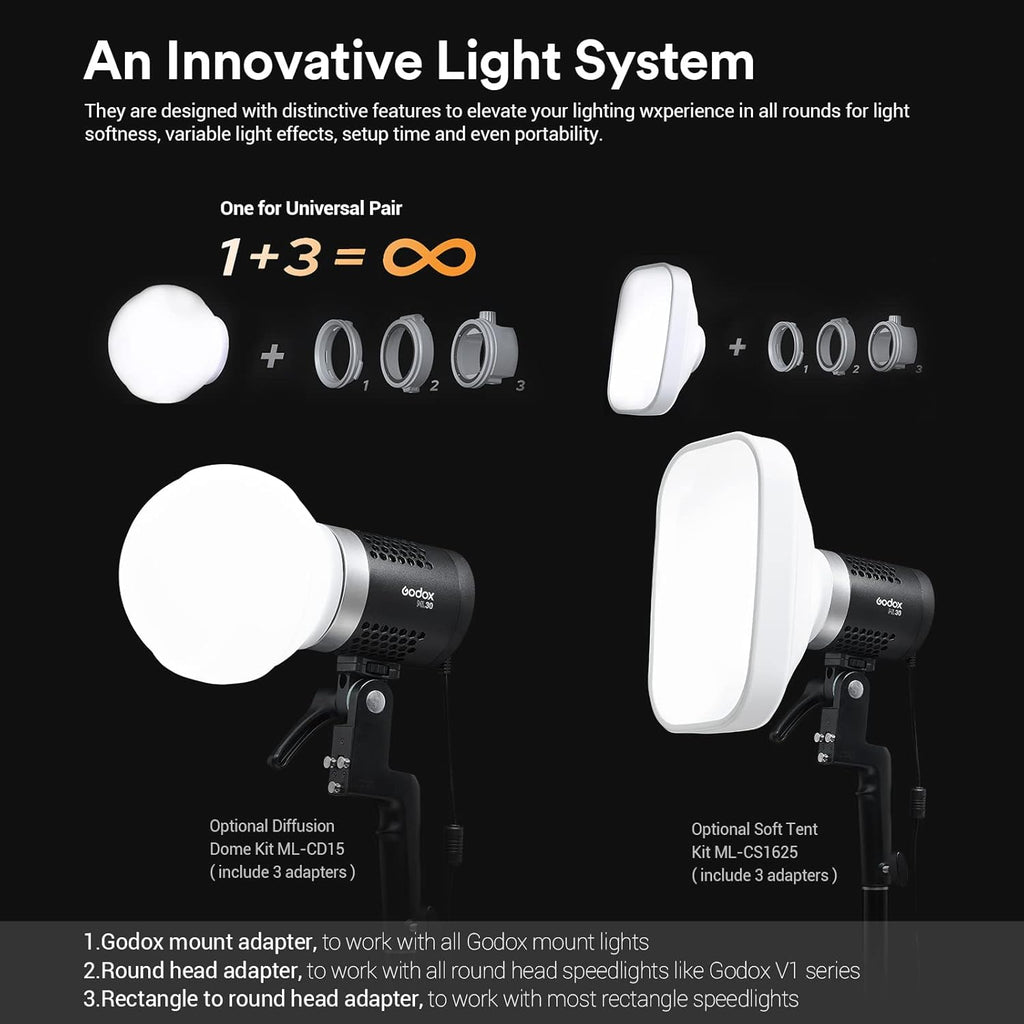 LED Video Light with Reflector and Battery Case Y896123