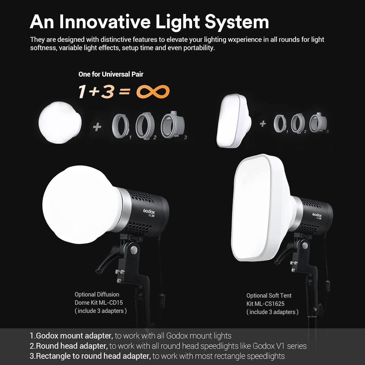 LED Video Light with Reflector and Battery Case Y896123