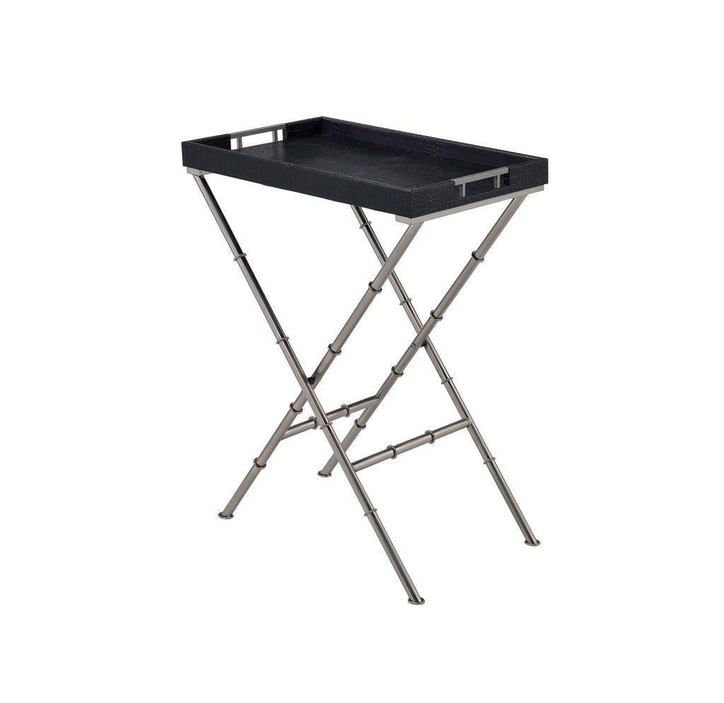 Black & Brushed Nickel Tray Table L216