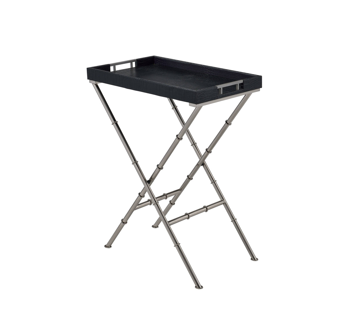 Black & Brushed Nickel Tray Table L216