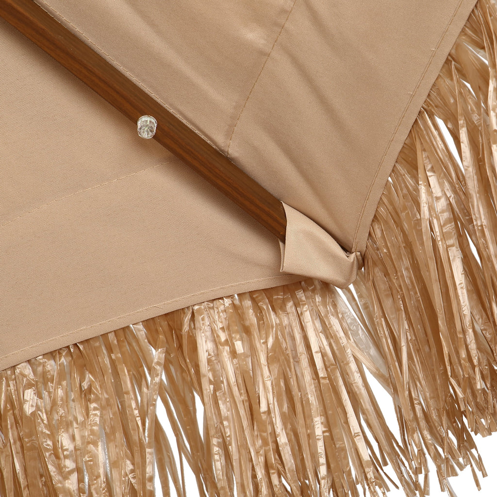 9FT Double Tiers Solar LED Thatched Tiki Umbrella M5984