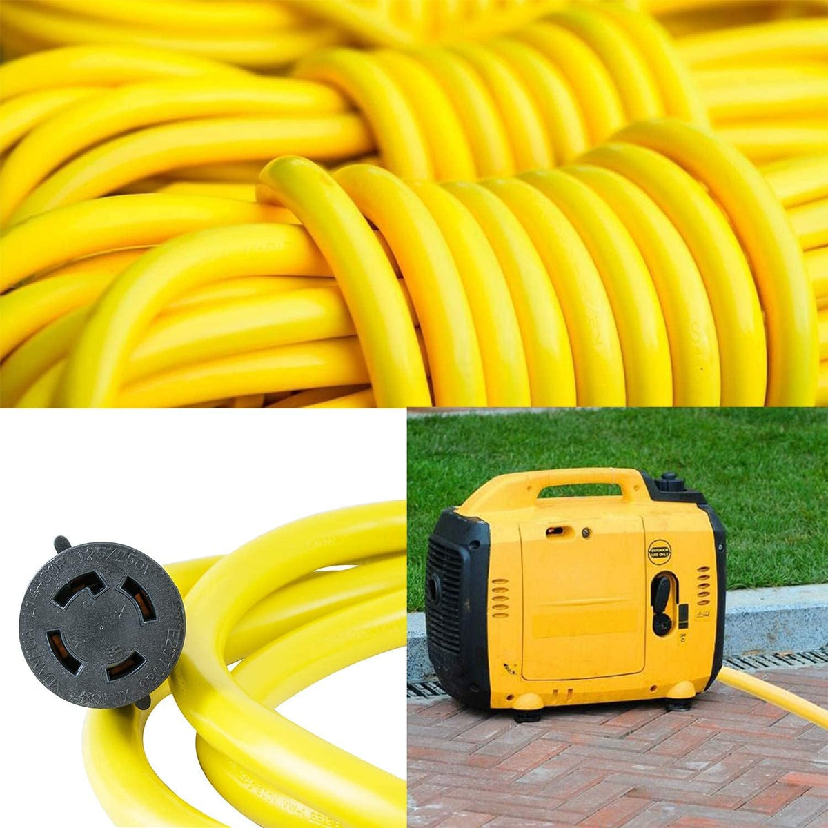 30 Amp 4 Prong Generator Extension Cord, 50 Ft, 10 Gauge, Rubber H999115