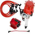 Red Cap Distributor with 8.0mm Spark Plug Wires and Coil Wire V41030