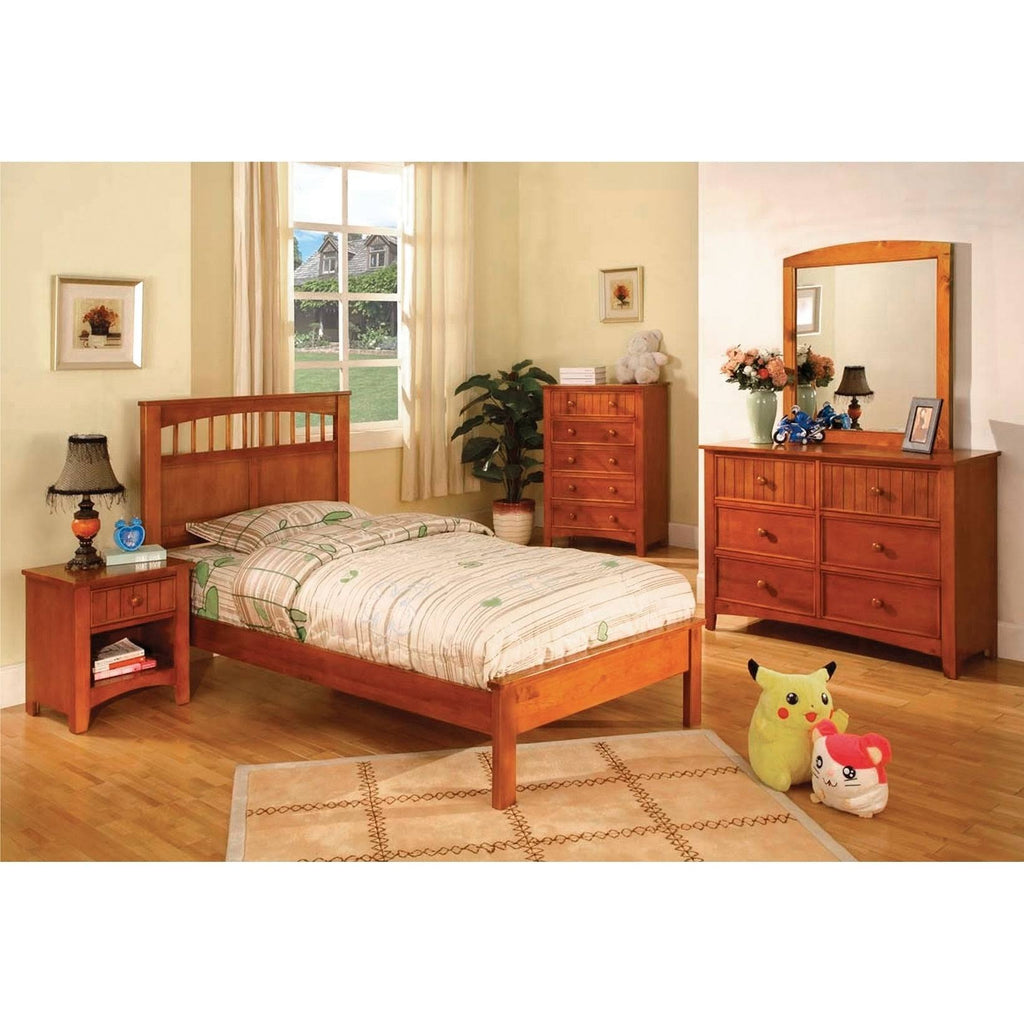 Oak Finish Twin Bed E984851