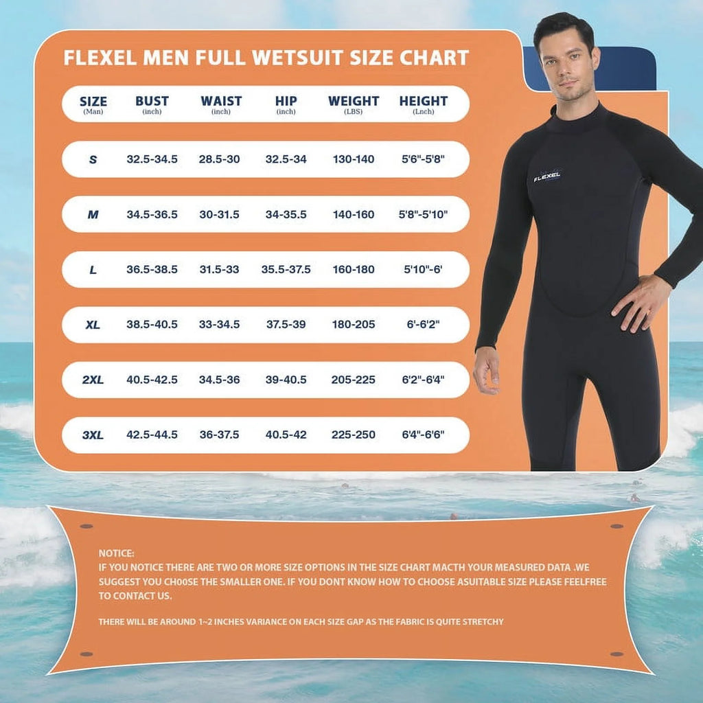 3mm Neoprene Back Zipper Full Wetsuit S11865