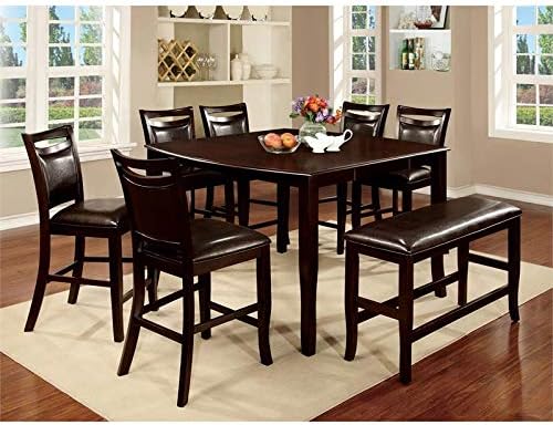 Espresso Faux Leather Counter Height Bench X7139