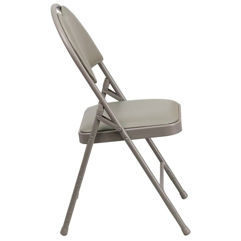 Gray Vinyl Metal Folding Chair with Handle B234786
