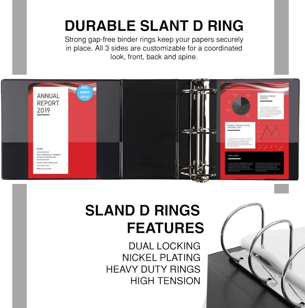 2 Pack 6 Inch Capacity D Ring Binders, 8.5 x 11, Black Q71801