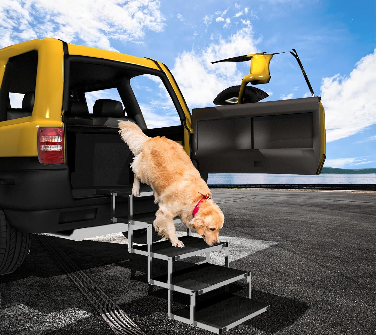 Folding Dog Ramp for Large Dogs with Non-Slip Surface T5950