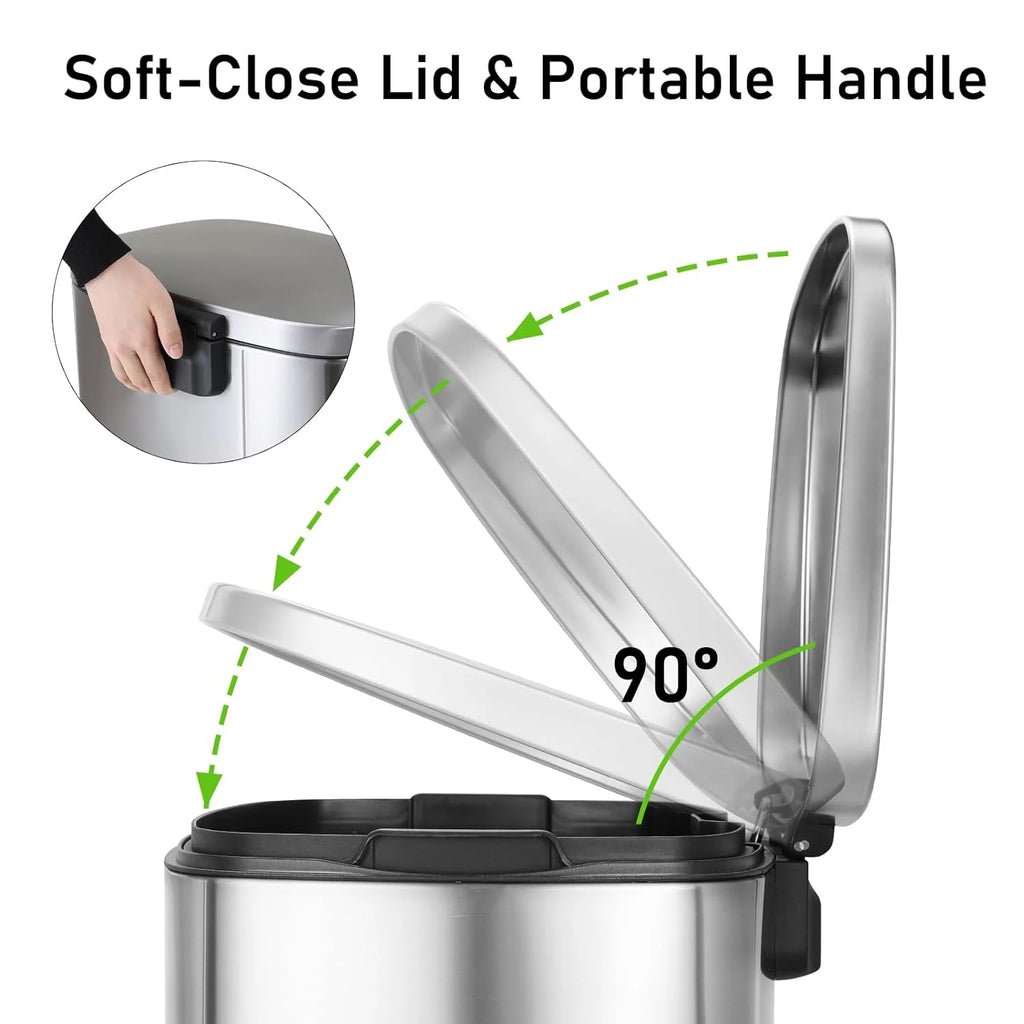 Stainless Steel Step Trash Can Combo Set, 13.2 Gallon & 1.3 Gallon V53283