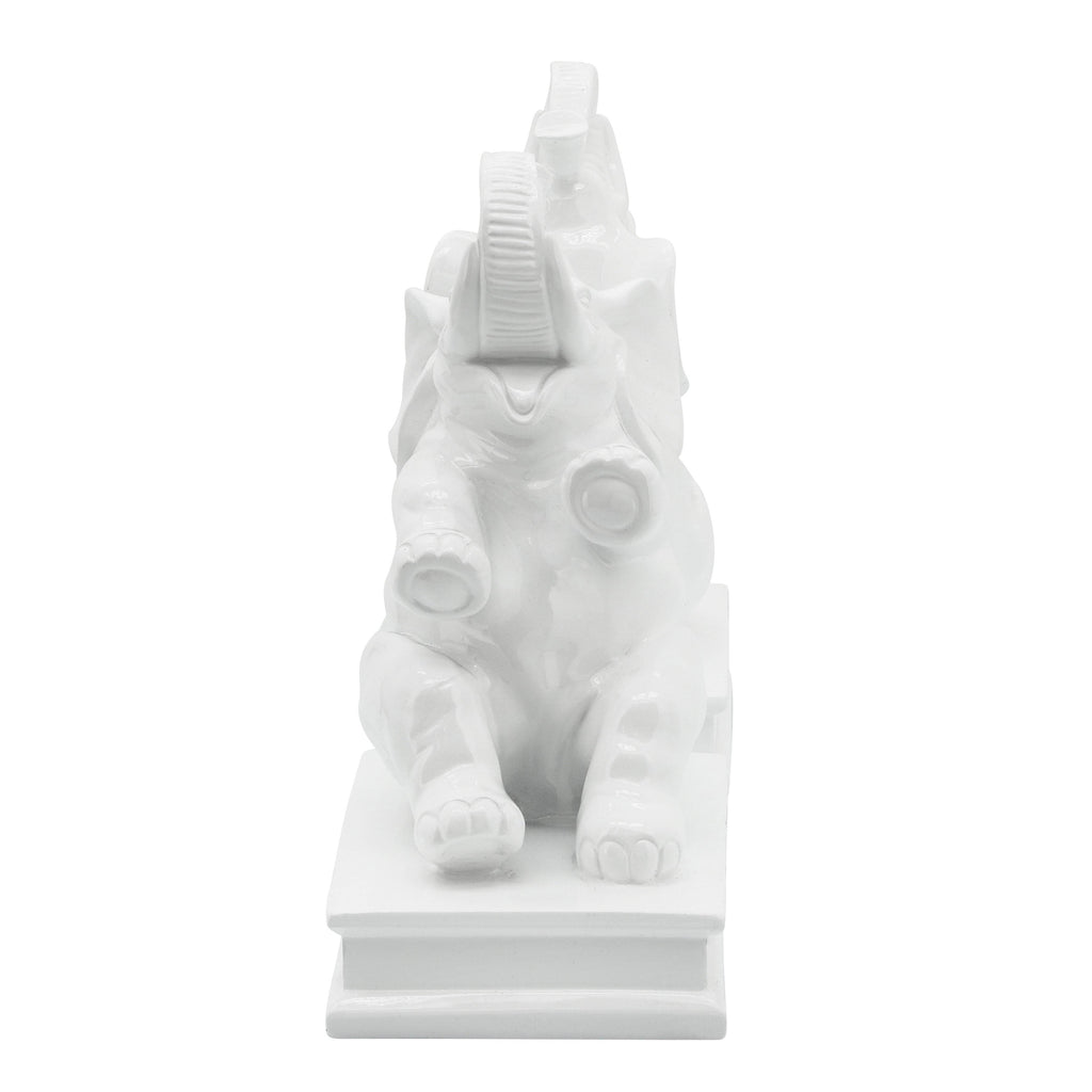 White Polyresin Elephant Bookends F212