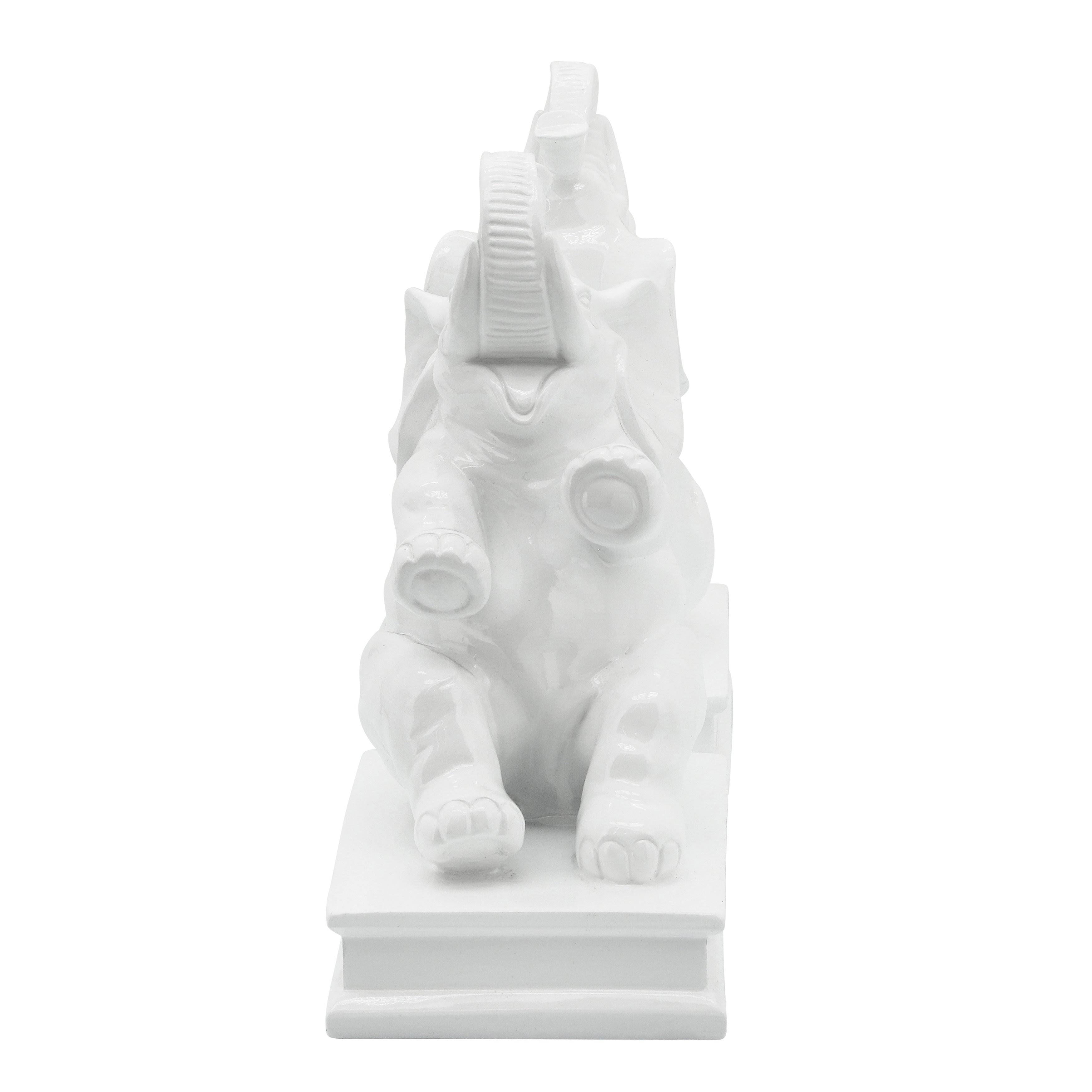 White Polyresin Elephant Bookends F212