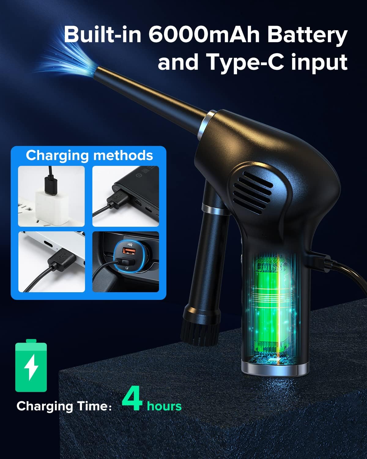 Cordless Electric Air Duster with Rechargeable Battery P1606