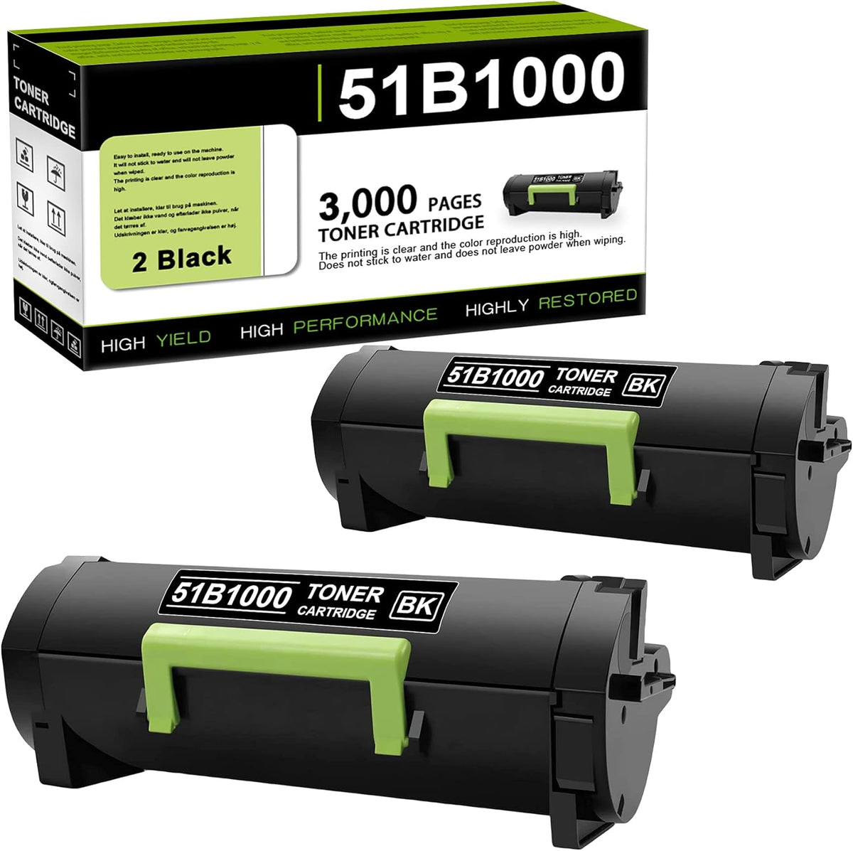 2 Pack Black Remanufactured Toner Cartridge S3397