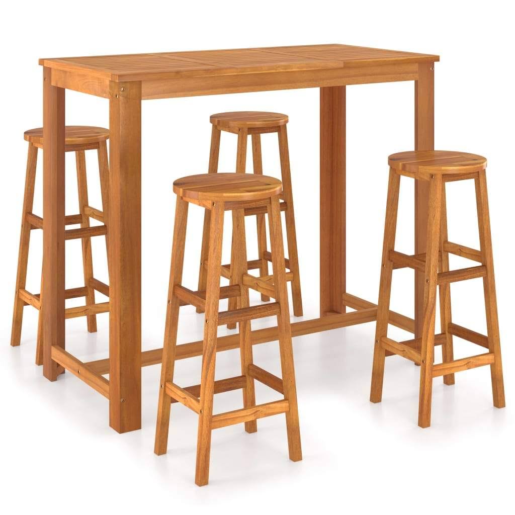 5 Piece Bar Set Solid Acacia Wood Q2954