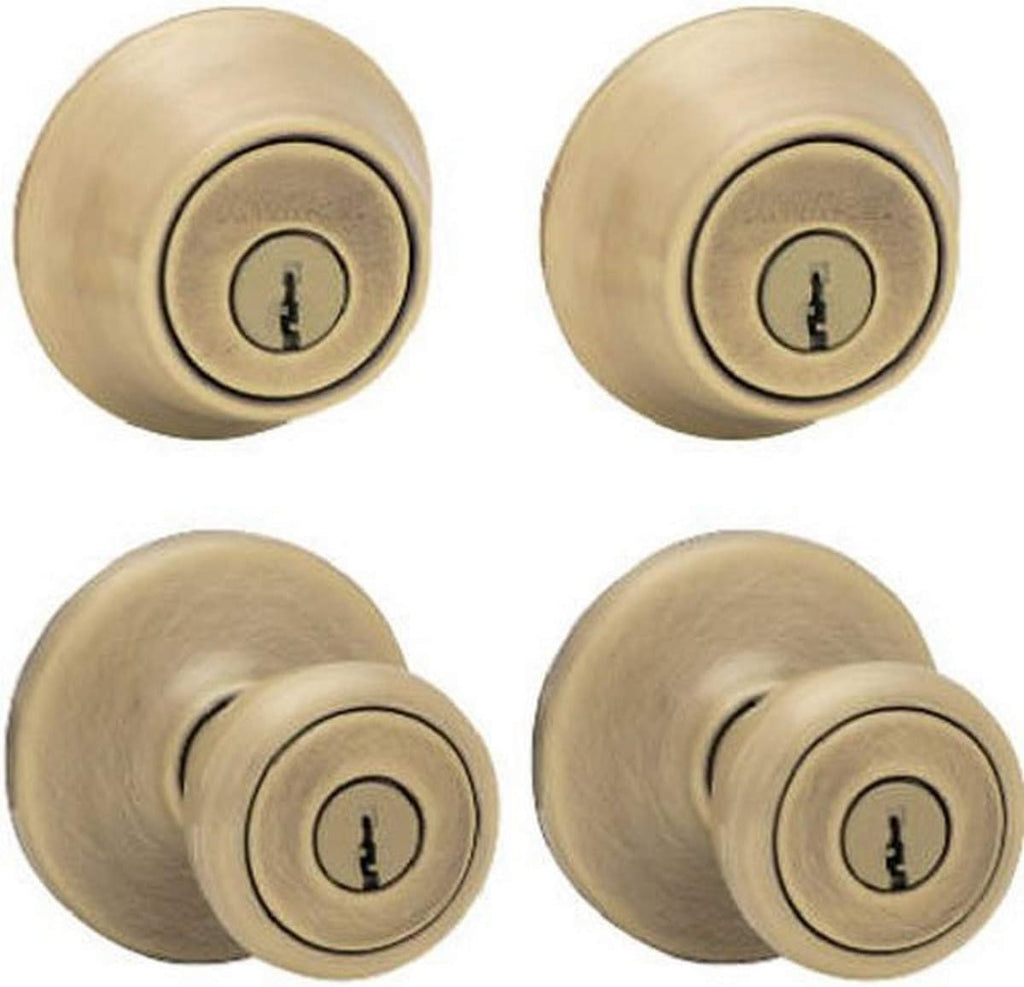 Entry Knob and Single Cylinder Deadbolt Project Pack in Satin Chrome Pack of 2 J4794